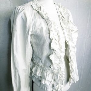 NWT White Denim Ruffled Blazer